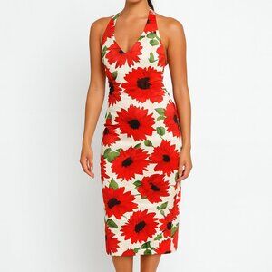 Floral Halter Neck Midi Dress